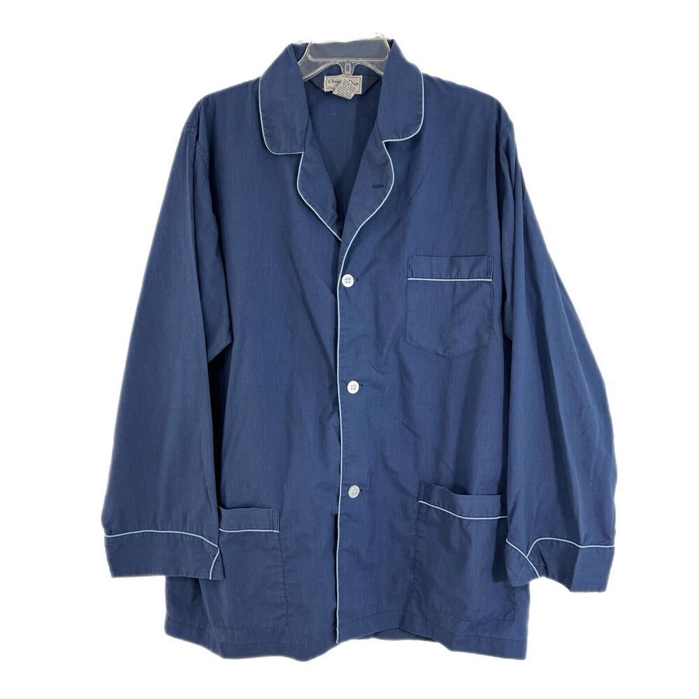 Christian Dior Monsier Pajama Top Blue Light Trim XL Shirt Button